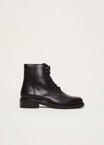 Phase Eight Lace Up Leather Boots Black Australia | PA0287961